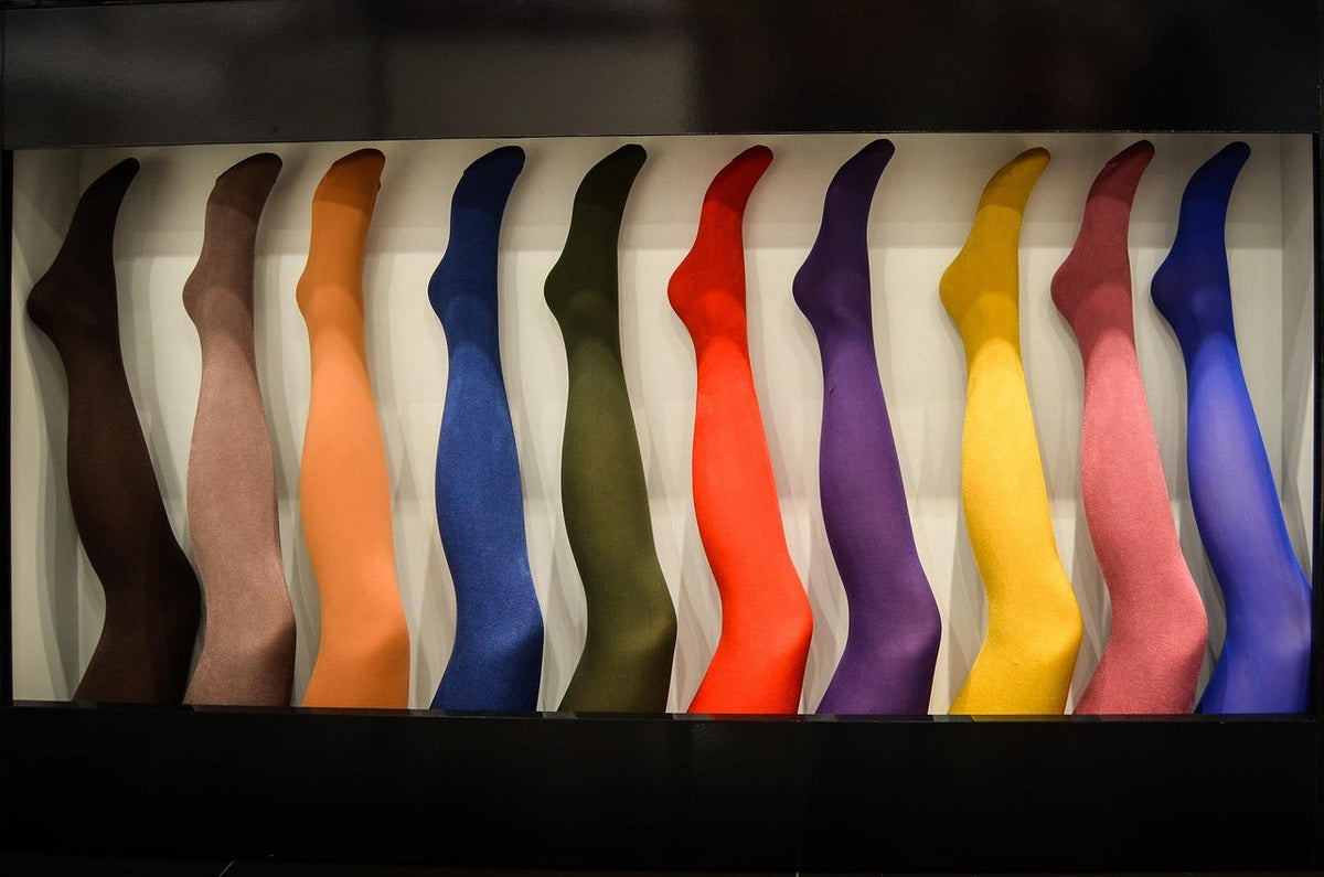 multiple pairs of coloured tights