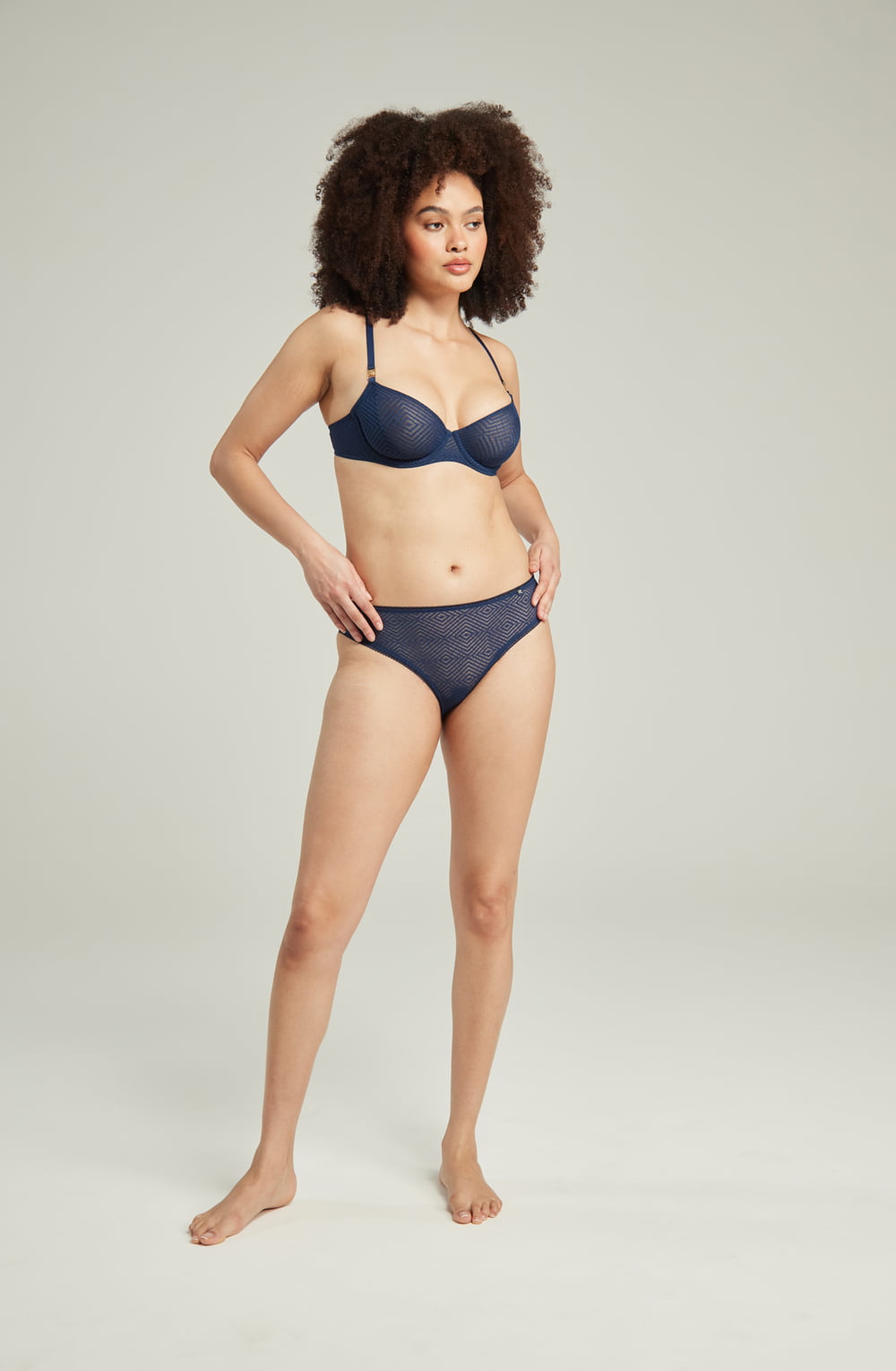 The Sheer Deco Lift Balcony Bra Navy Up to GG Cup | Lingerie Sets | Nudea