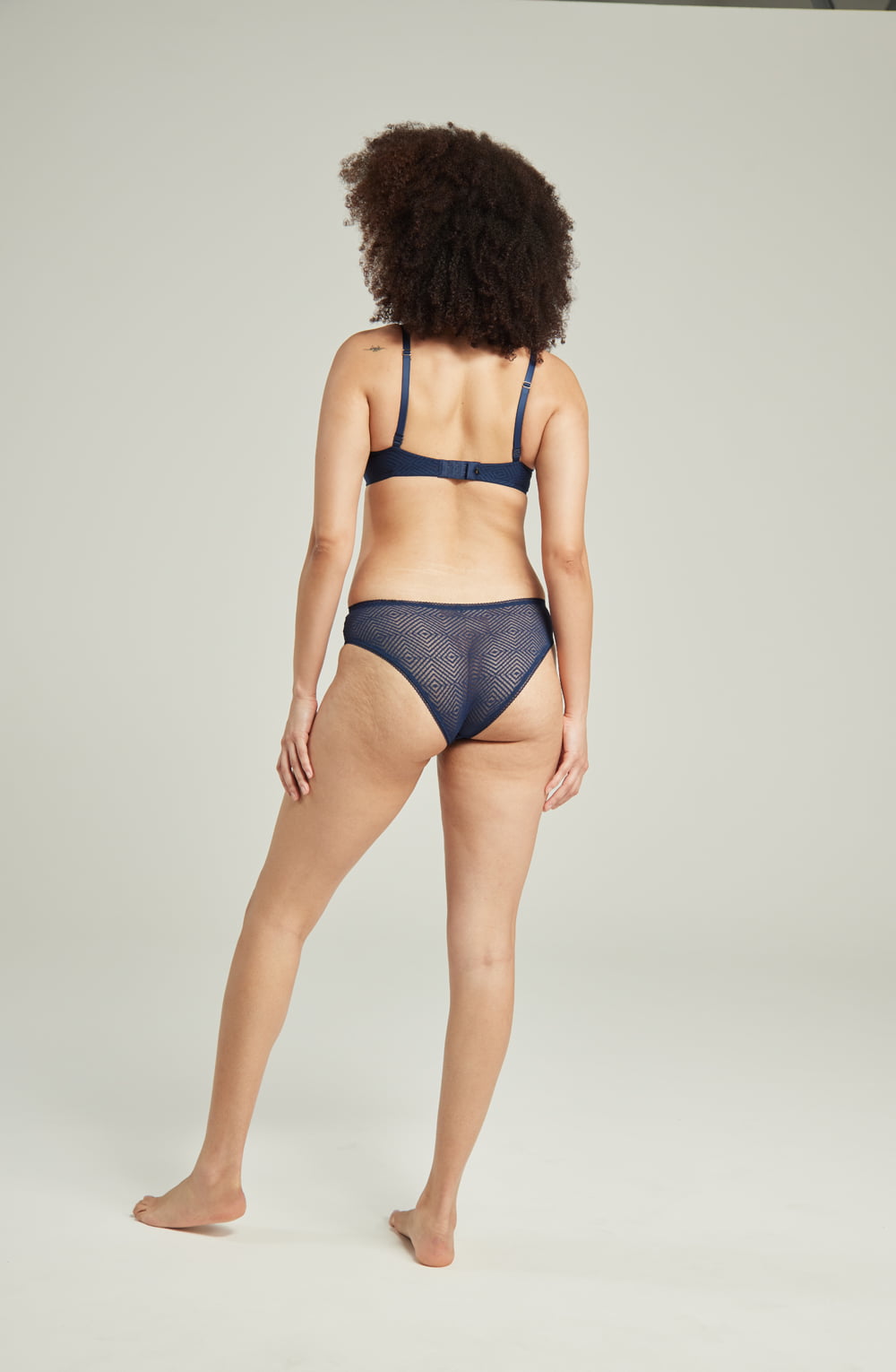 The Sheer Deco High Leg Brief Navy | Briefs & Thongs | Nudea