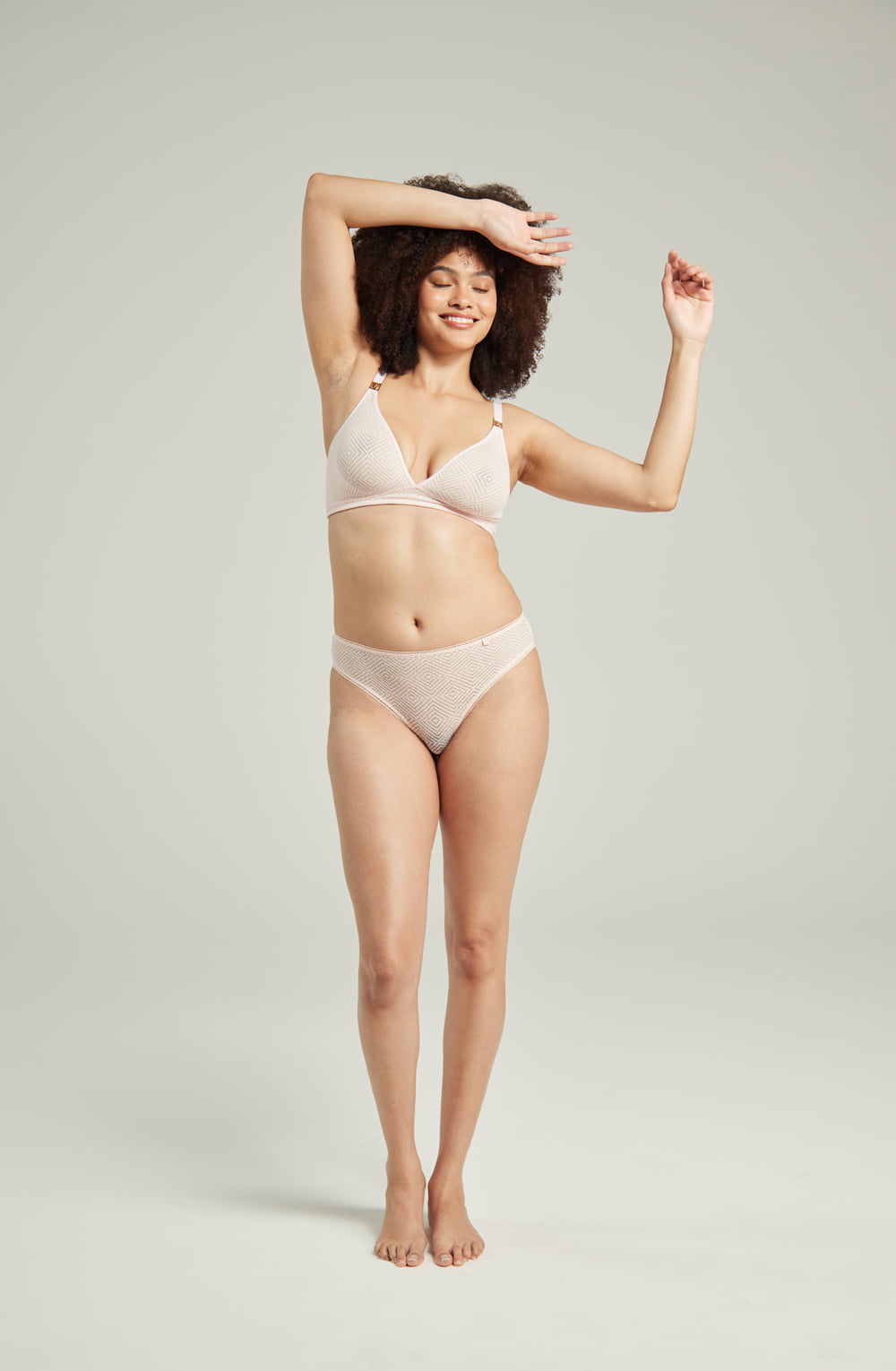 The Sheer Deco High Leg Brief Blush Pink | Briefs & Thongs | Nudea