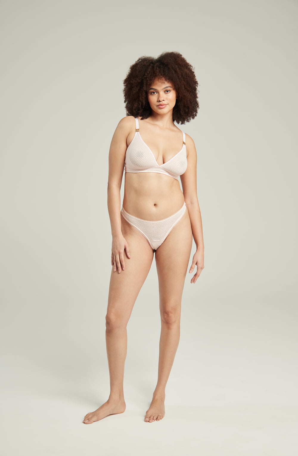 The Sheer Deco Barely There Thong Blush Pink | Briefs & Thongs | Nudea