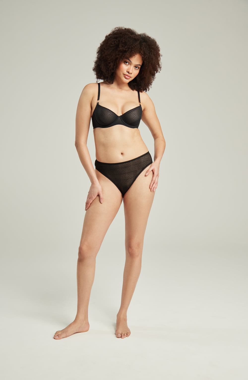The Sheer Deco High Leg Brief Black | Briefs & Thongs | Nudea