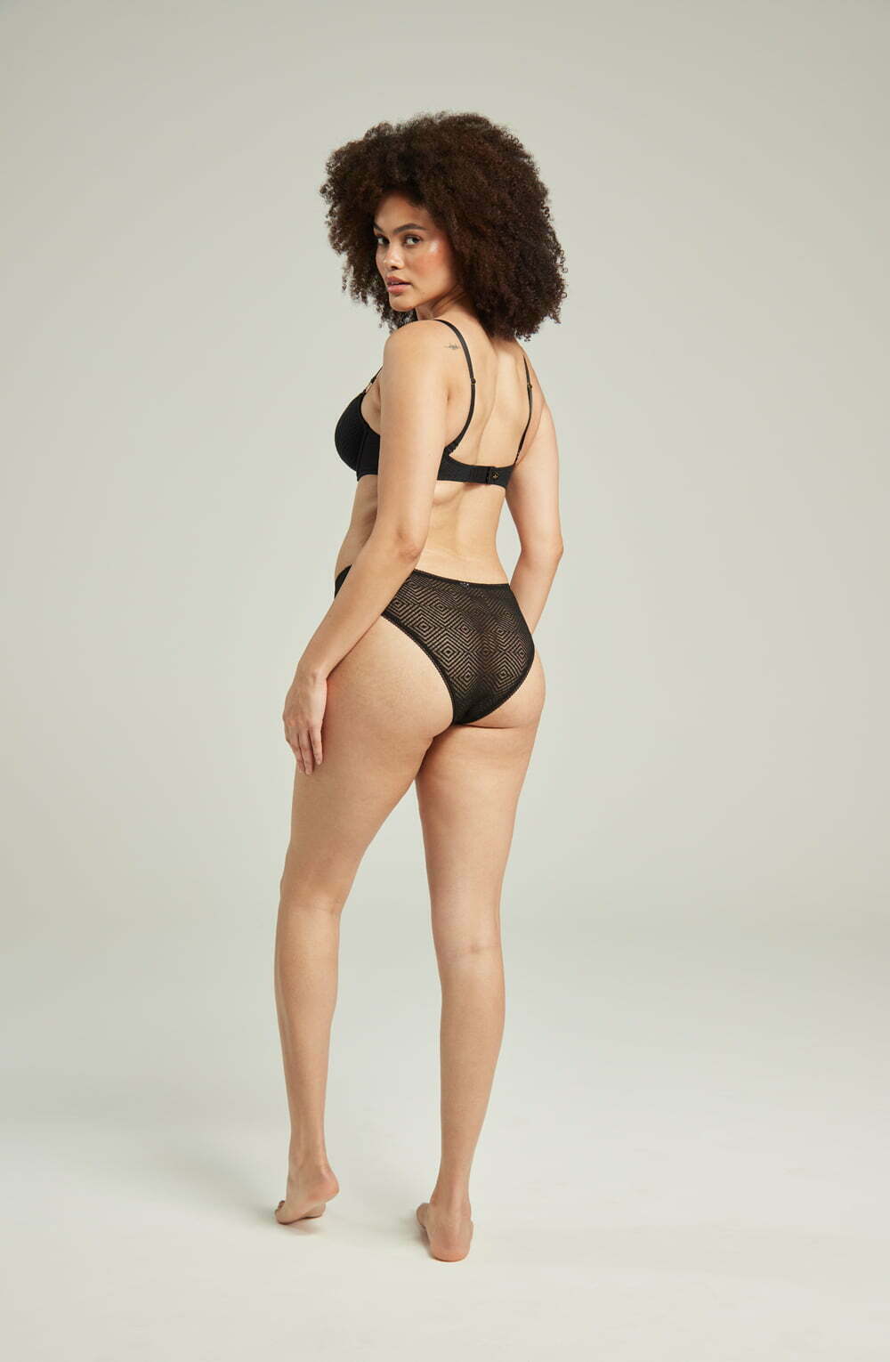 The Sheer Deco High Leg Brief Black | Briefs & Thongs | Nudea