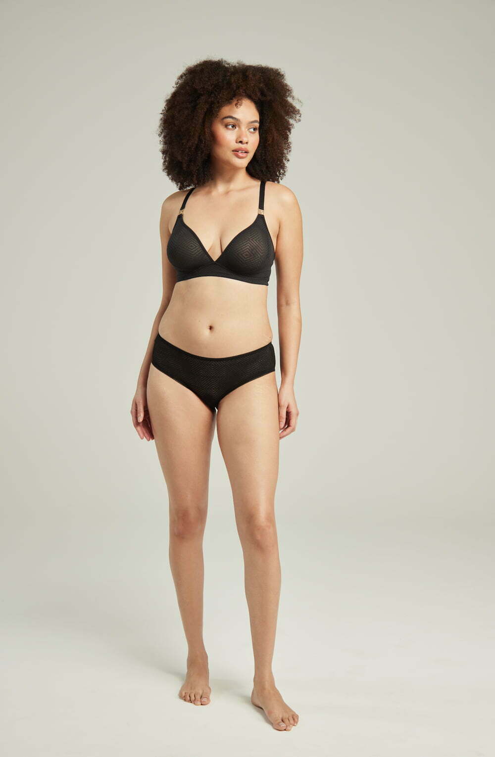 The Sheer Deco Hipster Brief Black | Briefs & Thongs | Nudea