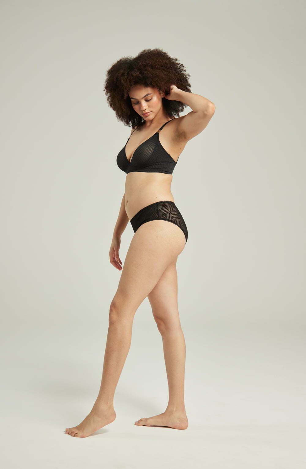 The Sheer Deco Hipster Brief Black | Briefs & Thongs | Nudea