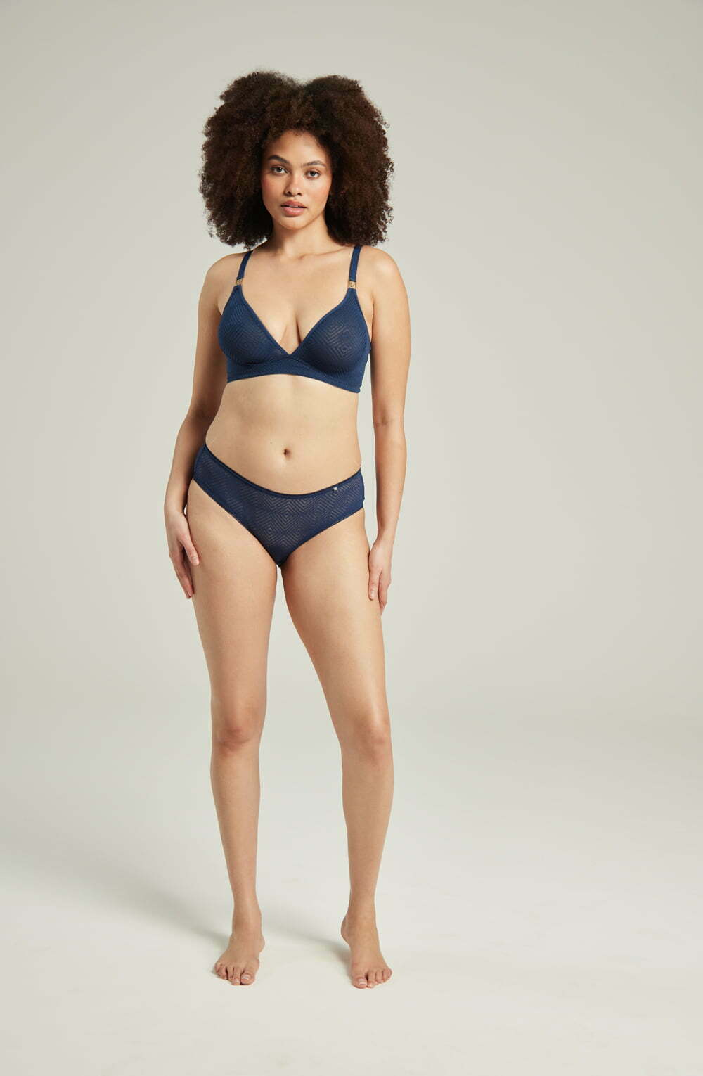 The Sheer Deco Hipster Brief Navy | Briefs & Thongs | Nudea