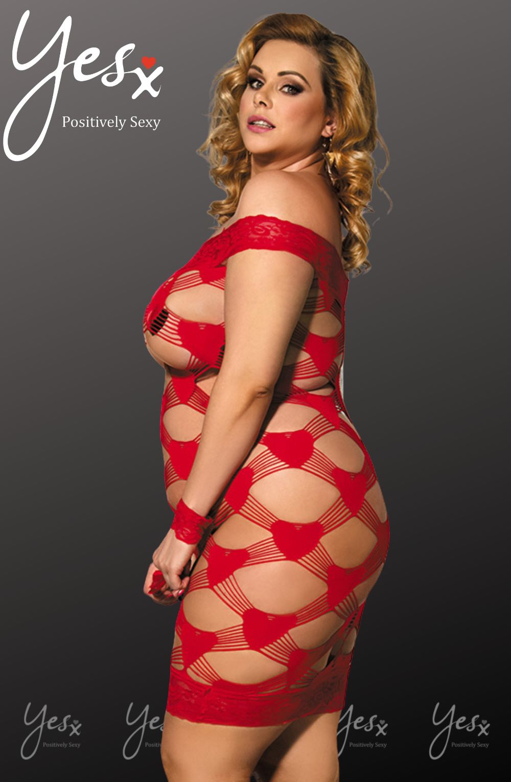 YesX YX822Q Plus Size Hearts & Handcuffs! | Bodystocking, bsxl | YesX