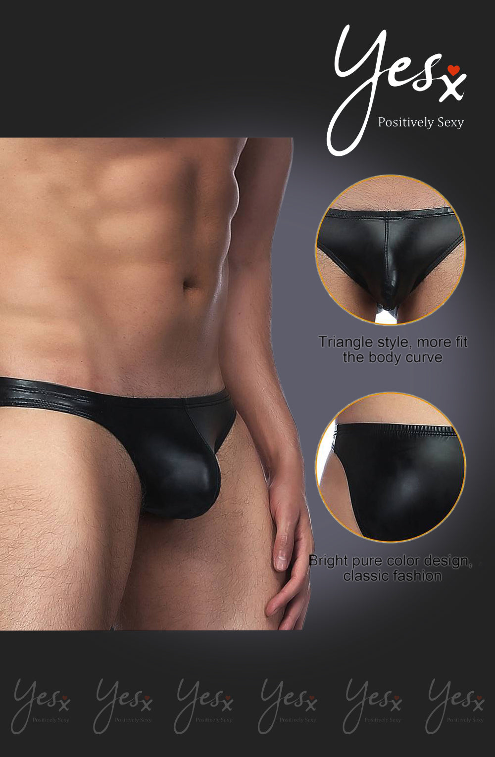 YesX YX969 Men's Brief Black | YesX
