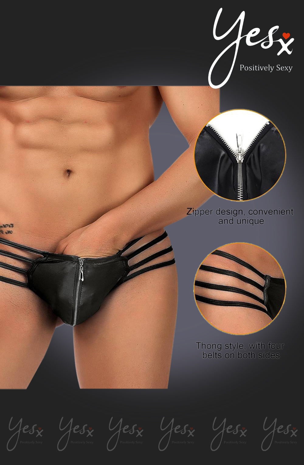 YesX YX971 Men's Thong Black | YesX