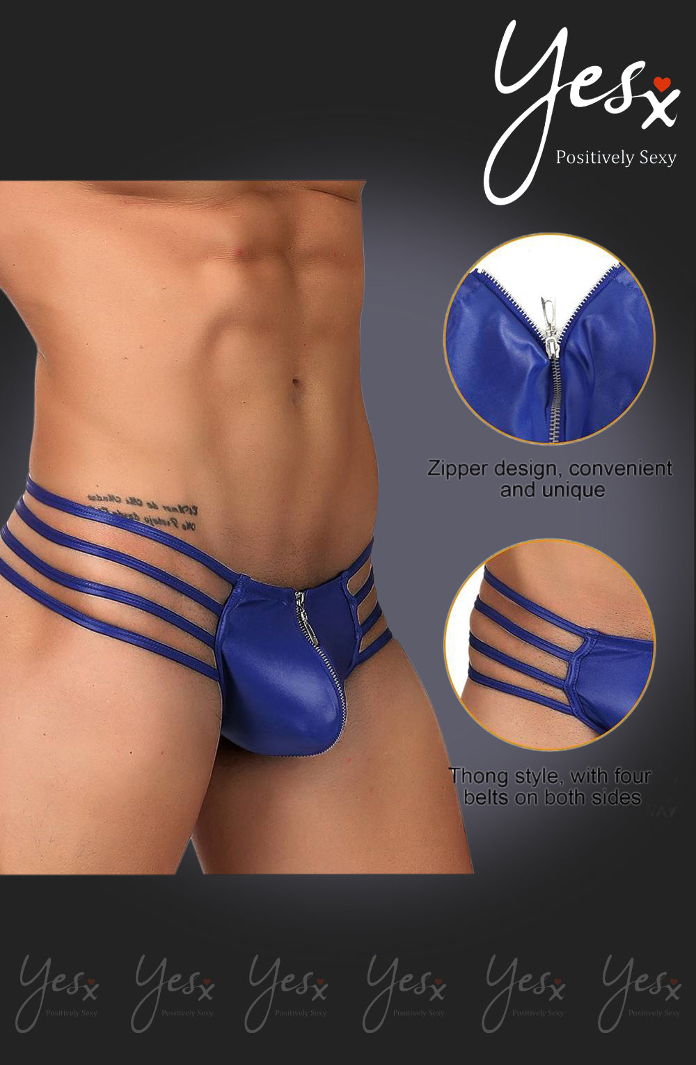 YesX YX972 Men's Thong Blue | YesX