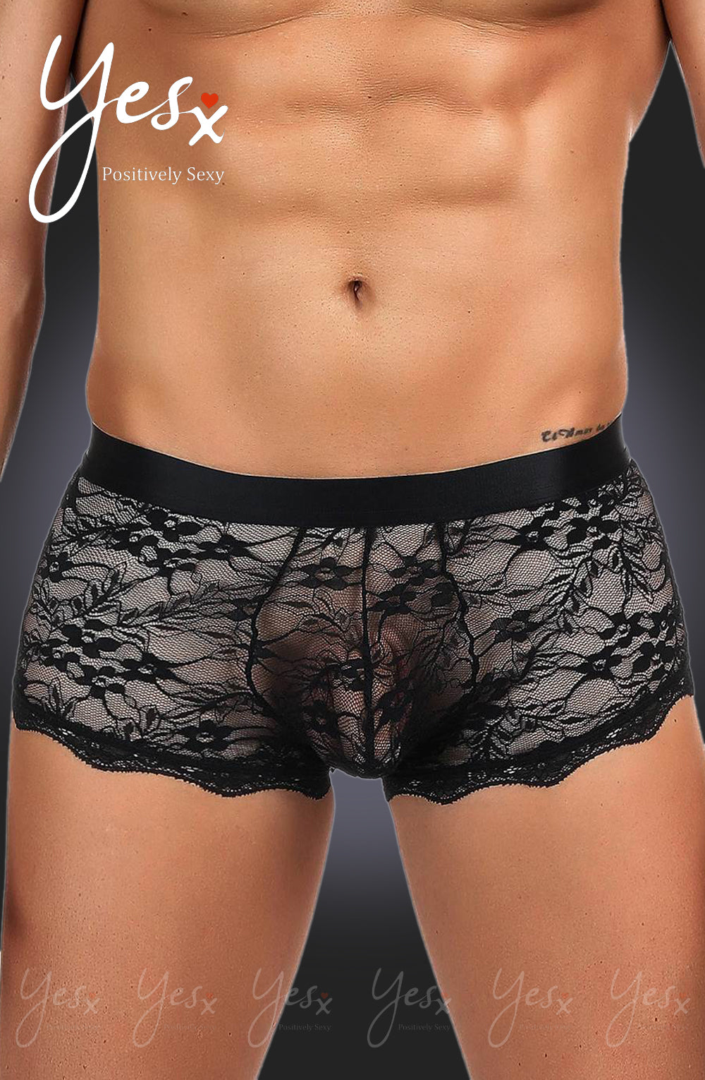 YesX YX975 Men's Boxer Brief Black | YesX