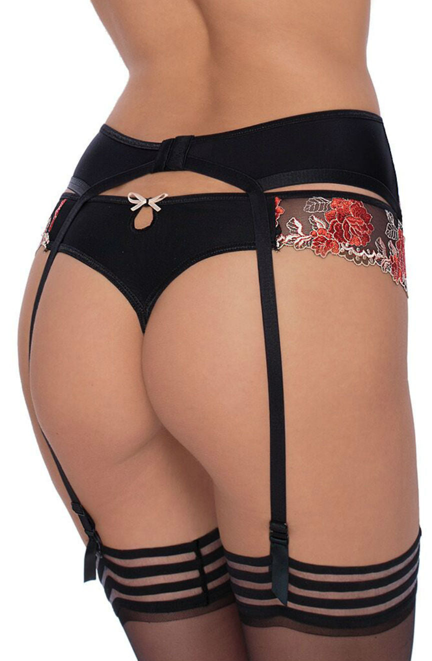 Roza Natali Black Susp Belt | black70a, Hosiery, natblack | Roza
