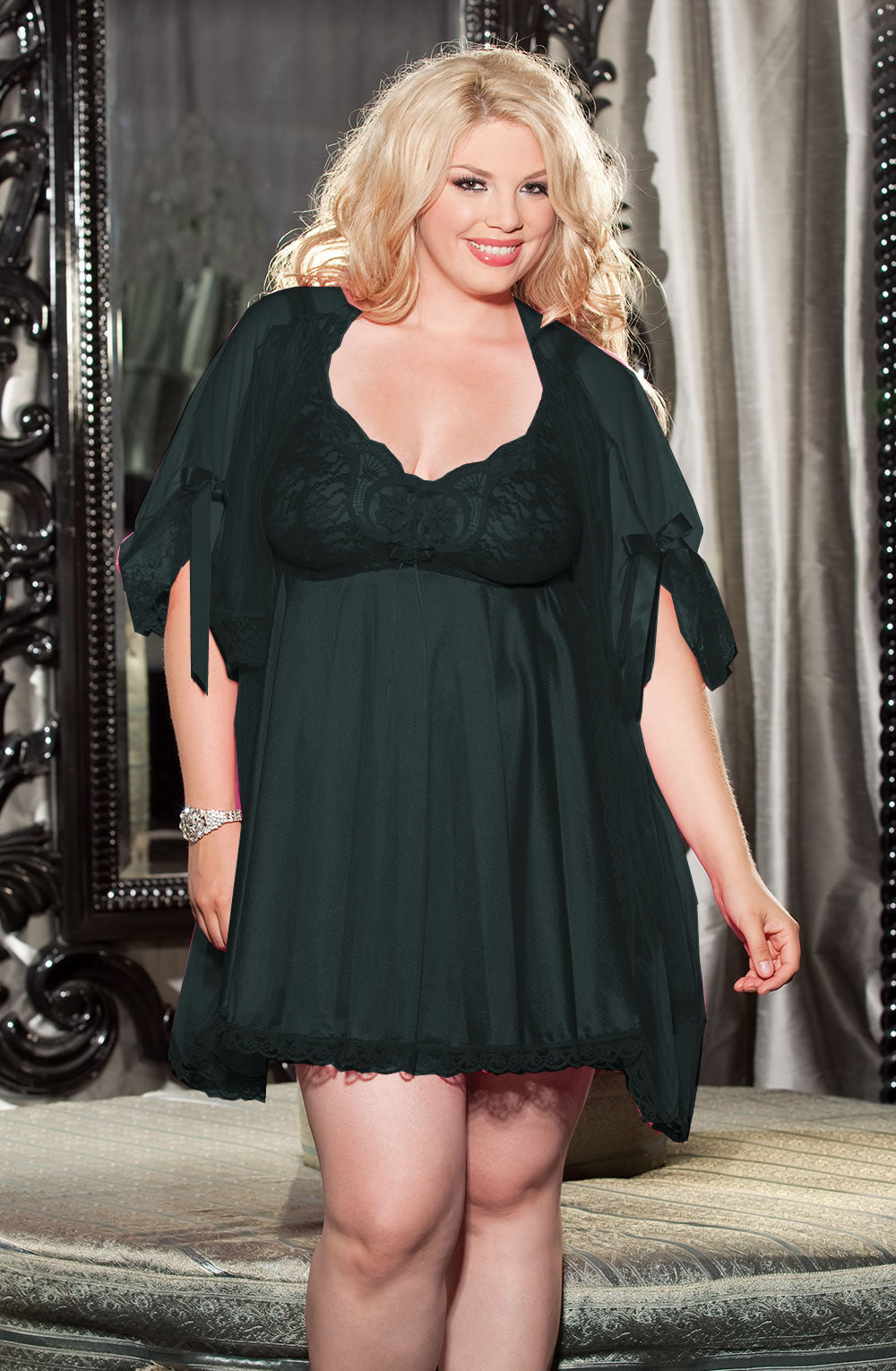 Shirley of Hollywood X3595 Black 3 Piece Babydoll | Babydolls, Peignoir, sheer, soh1x, sohx, sohxxx | Shirley of Hollywood