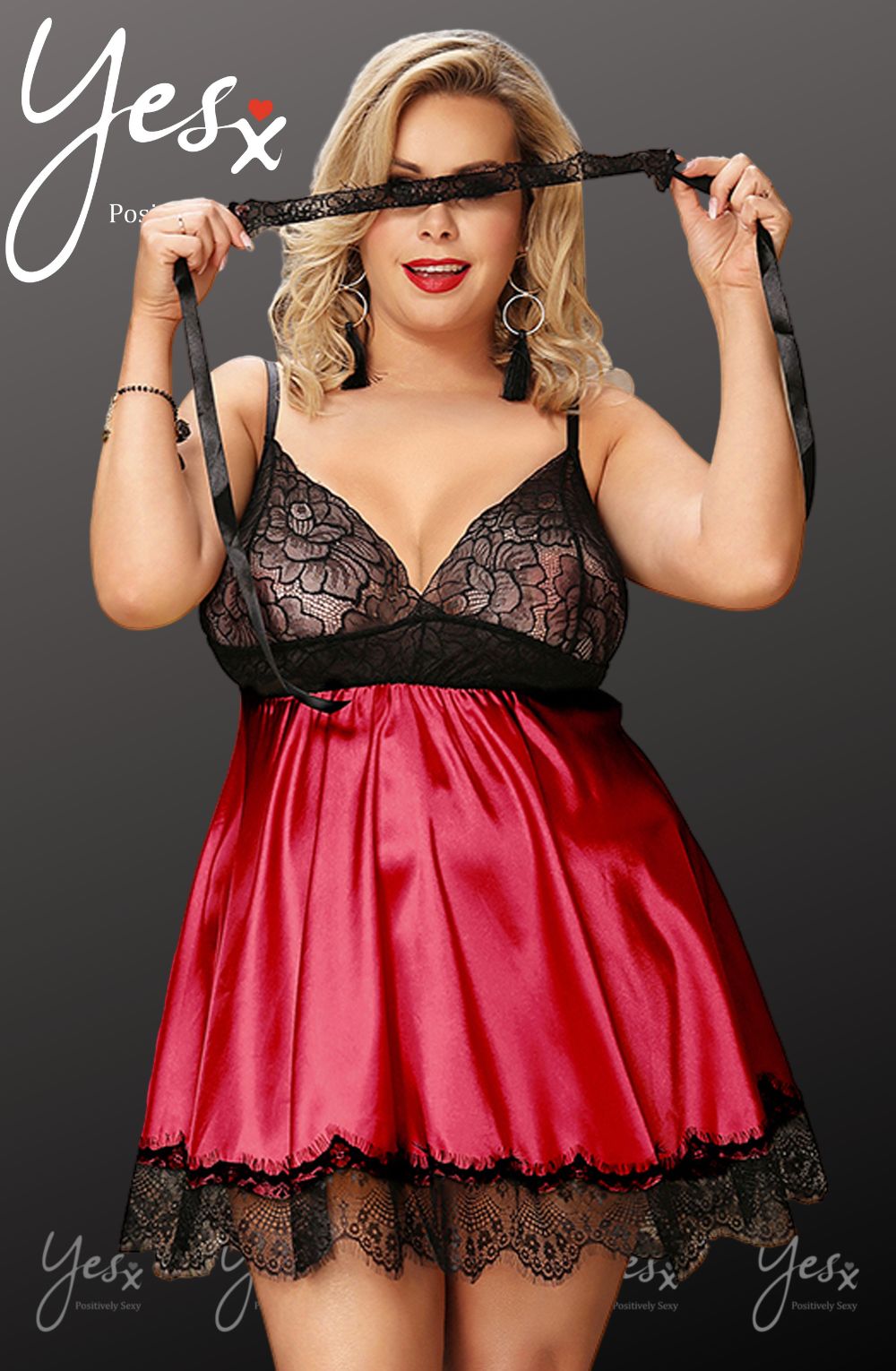 YesX YX832Q Babydoll & Blindfold | Babydolls, blindfold, PLUSL, spring23, yesxplus | YesX