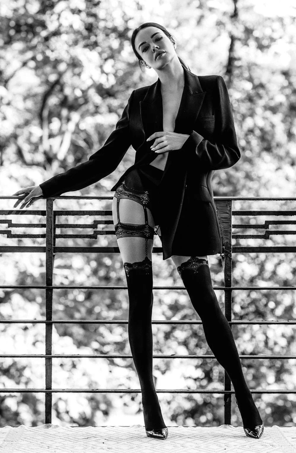 woman wearing a pair of crotchless tights