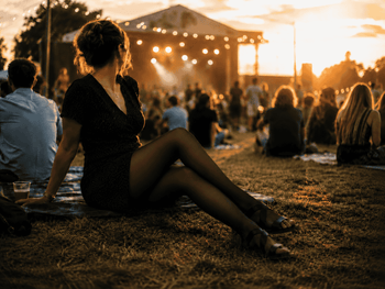 woman wearing black hold-ups at music festival
