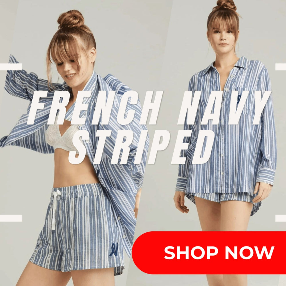 French Navy Striped Nightwear