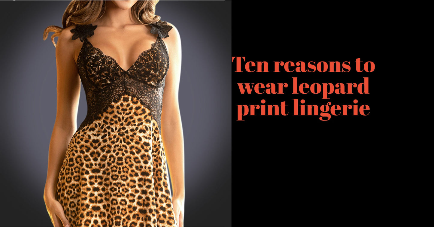 Woman wearing leopard print lingerie