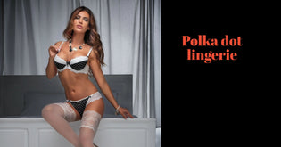  Woman wearing polka dot lingerie set