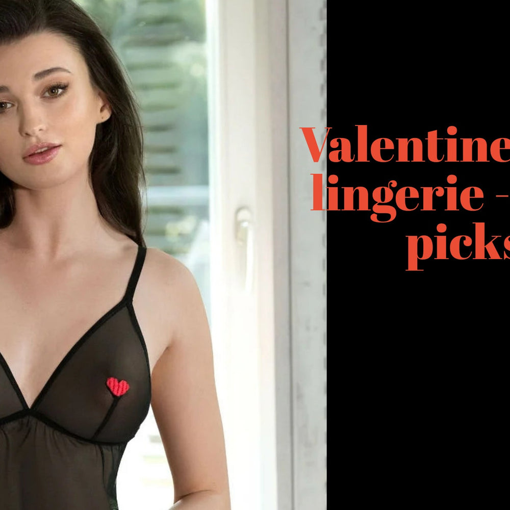 Woman wearing Valentines day lingerie