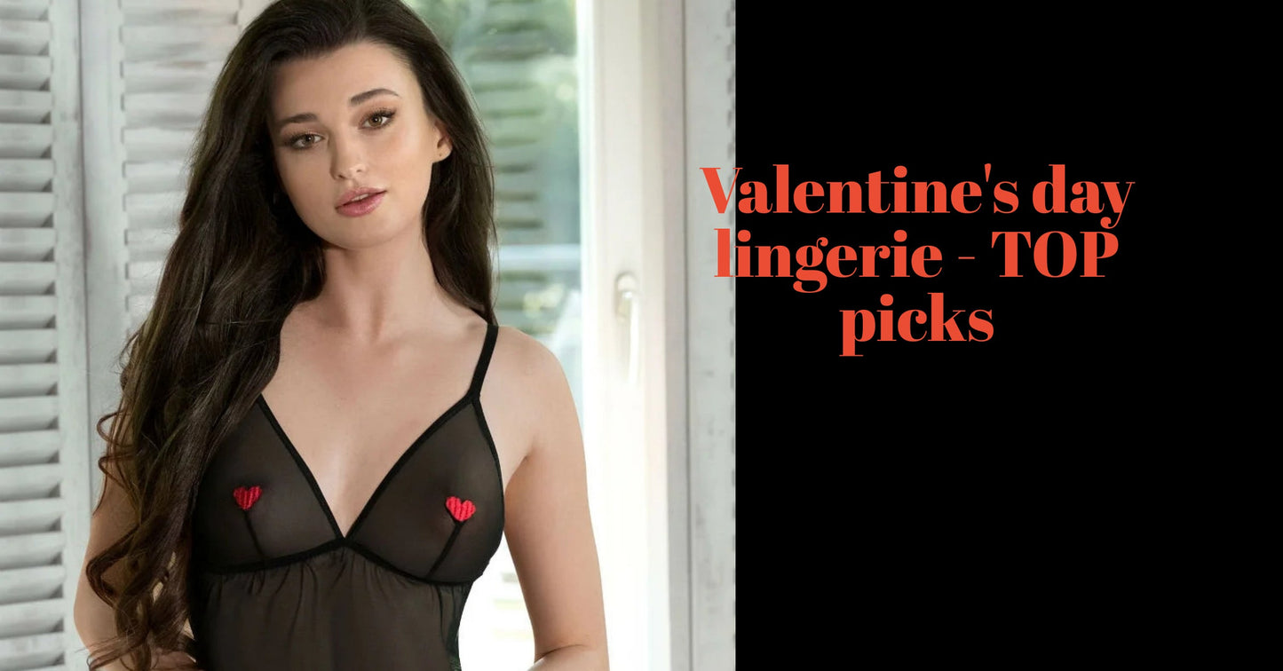 Woman wearing Valentines day lingerie