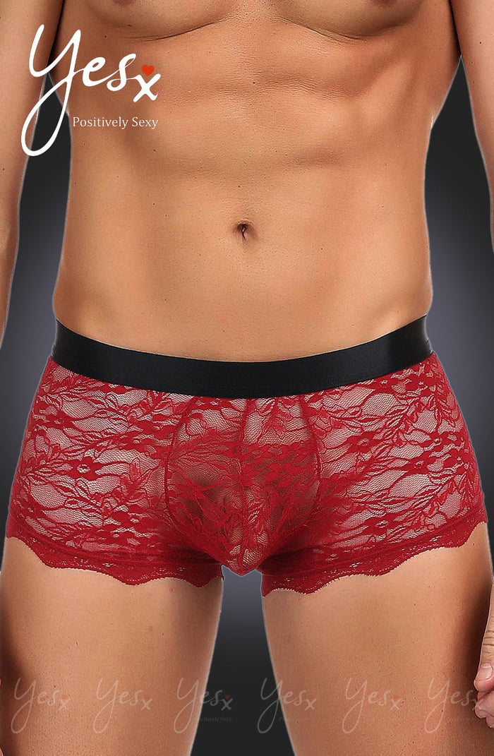 Man wearing Red Boxer briefs
