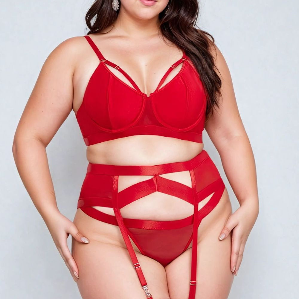 YesX YX870Q Bondage Garter Bra Set Up To 2XL | Lingerie Sets | YesX