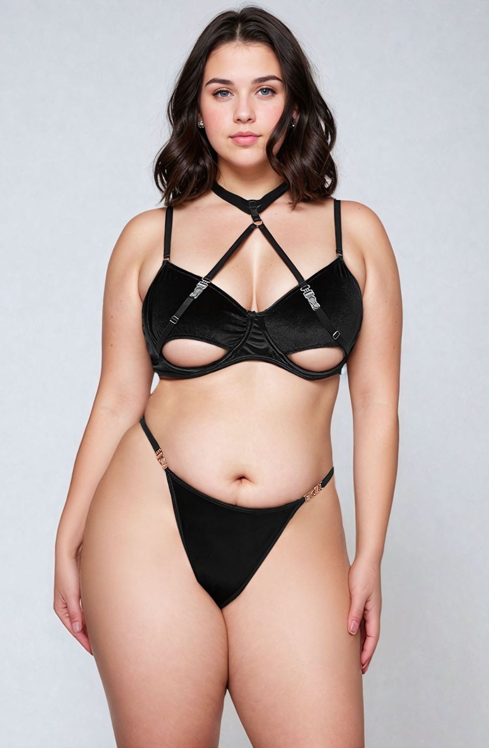 YesX YX871Q Hollow Cut Halter Bra Set | Lingerie Sets | YesX