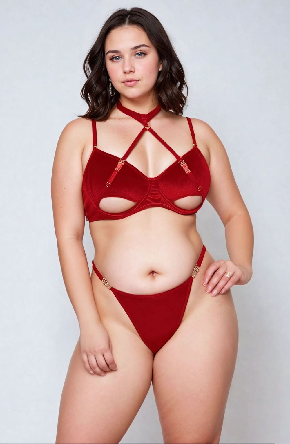 YesX YX872Q Hollow Cut Halter Bra Set Up To 2XL | Lingerie Sets | YesX