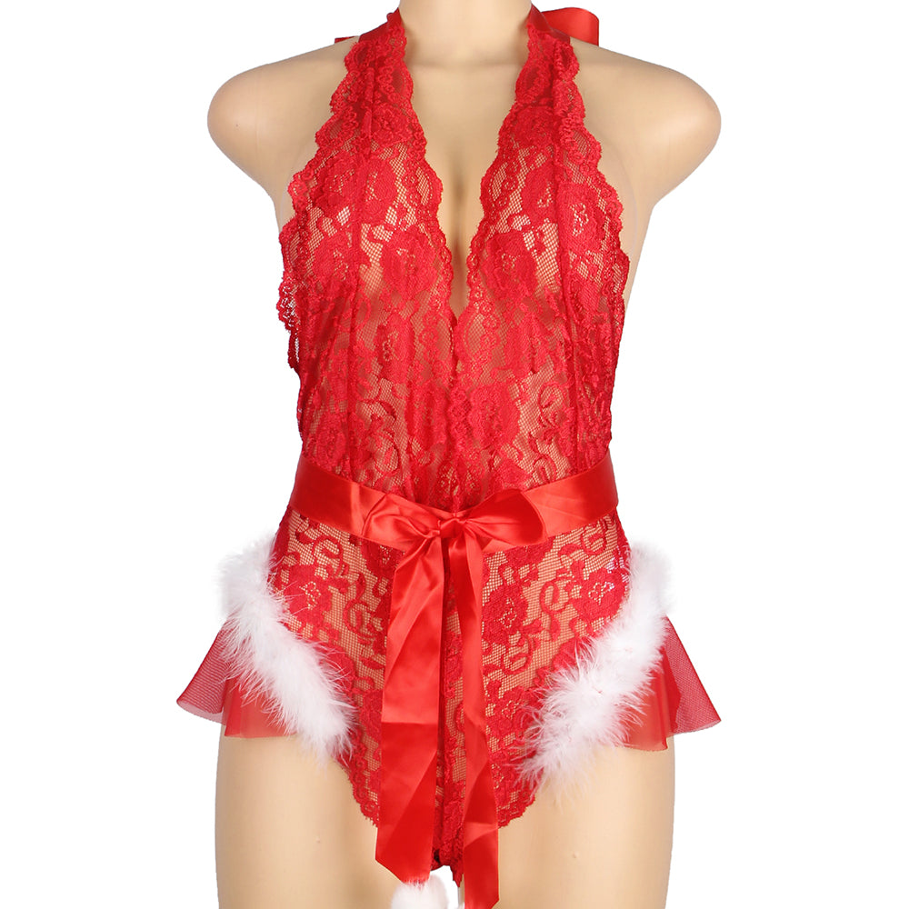 
                      
                        YesX YX874 Christmas Lace Halter Neck Teddy
                      
                    