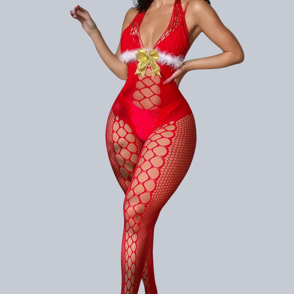 YesX YX876 Christmas Fluffy Bodystocking | Bodystocking | YesX