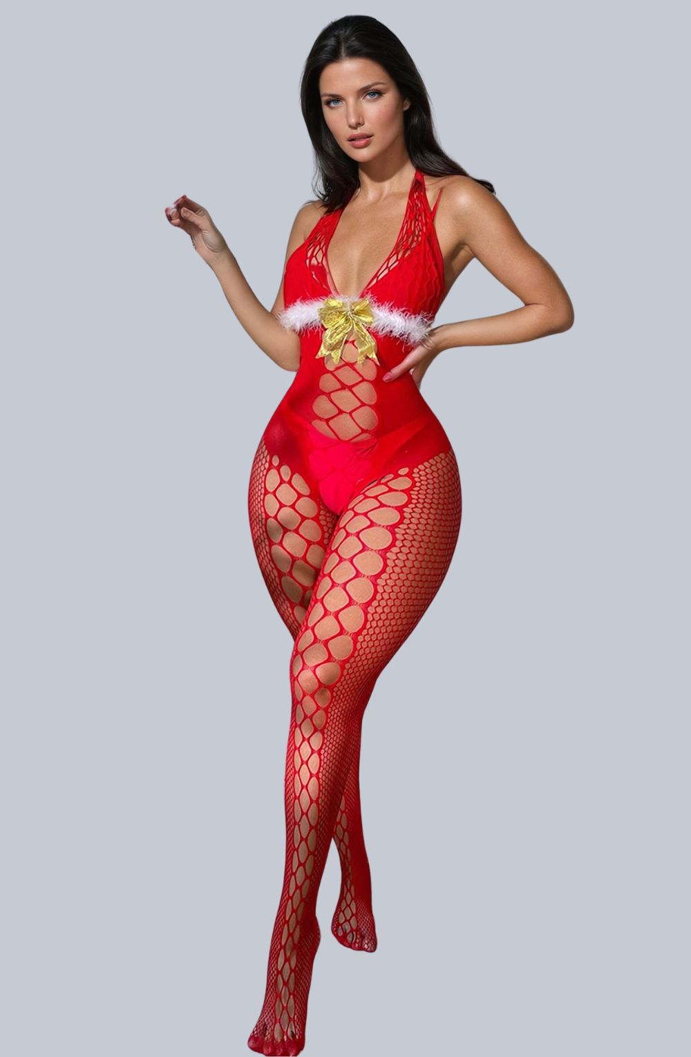 YesX YX876 Christmas Fluffy Bodystocking | Bodystocking | YesX