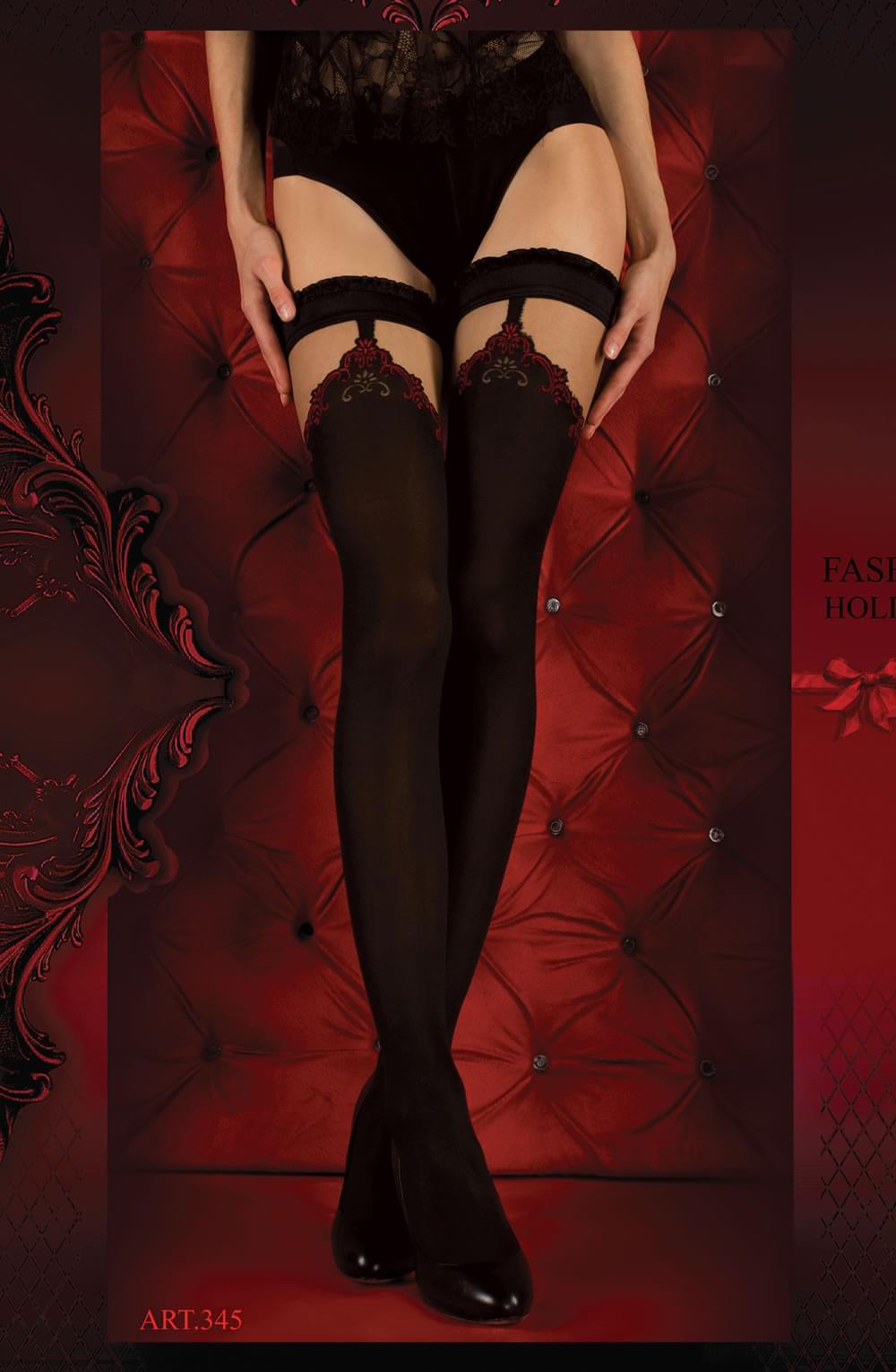 Ballerina 345 Hold Ups Nero (Black) / Red | holdups, Hosiery, hup | Ballerina