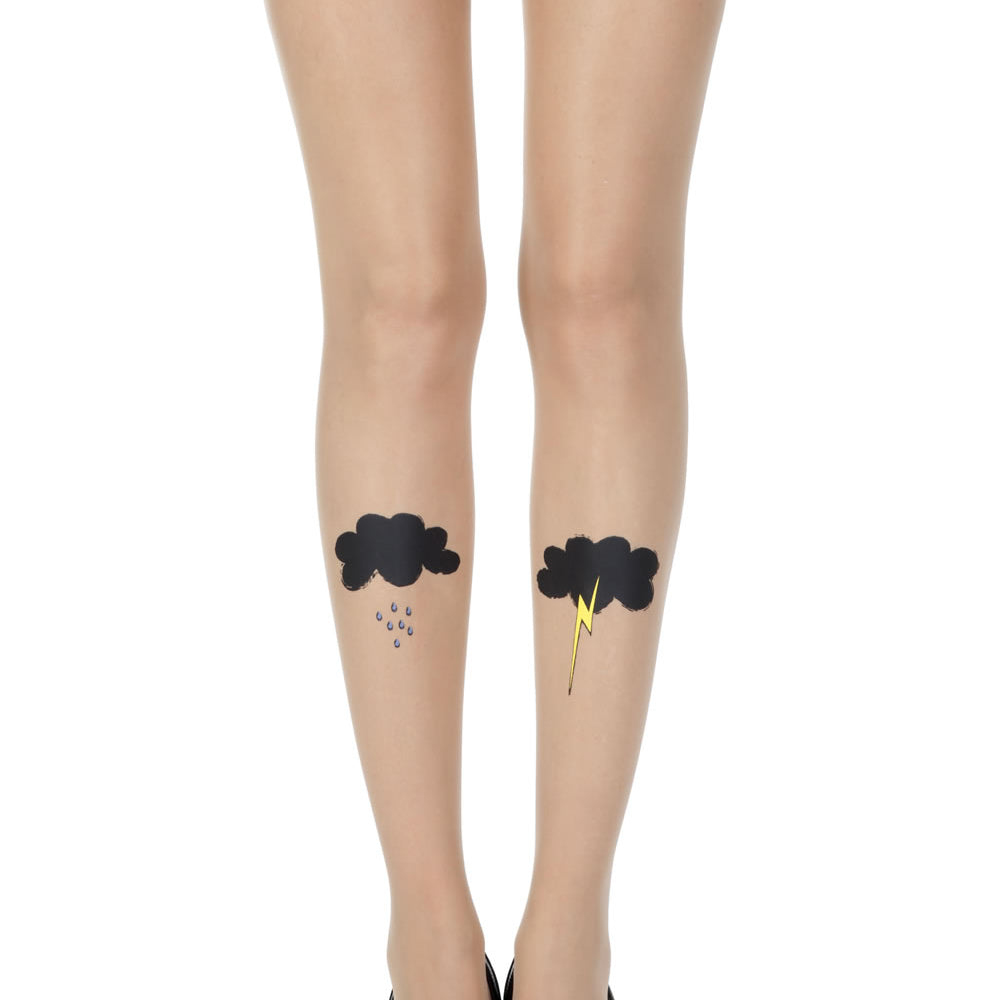 Zohara "The Perfect Storm" Skin Sheer Print Tights | 20d, Hosiery | Zohara