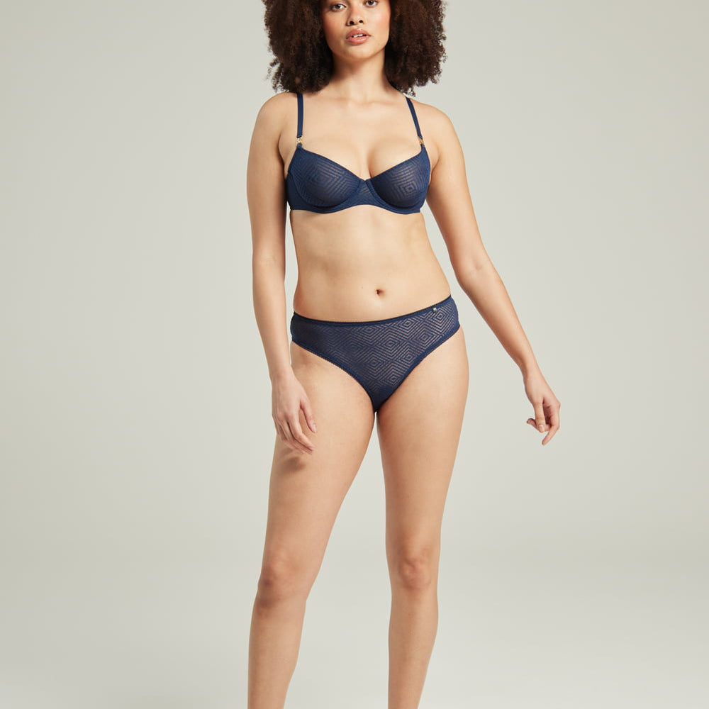 
                      
                        The Sheer Deco High Leg Brief Navy | Briefs &amp; Thongs | Nudea
                      
                    