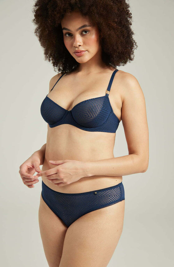 The Sheer Deco Lift Balcony Bra Navy Up to GG Cup | Lingerie Sets | Nudea