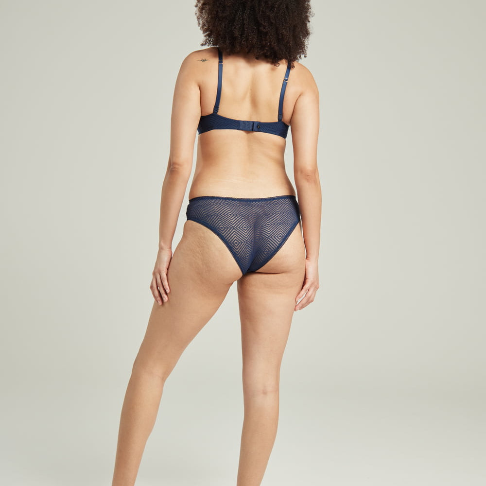 
                      
                        The Sheer Deco High Leg Brief Navy | Briefs &amp; Thongs | Nudea
                      
                    