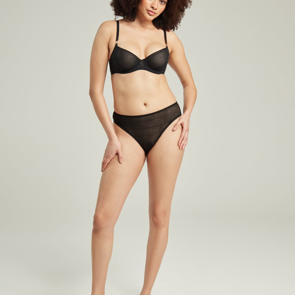 
                      
                        The Sheer Deco High Leg Brief Black | Briefs &amp; Thongs | Nudea
                      
                    