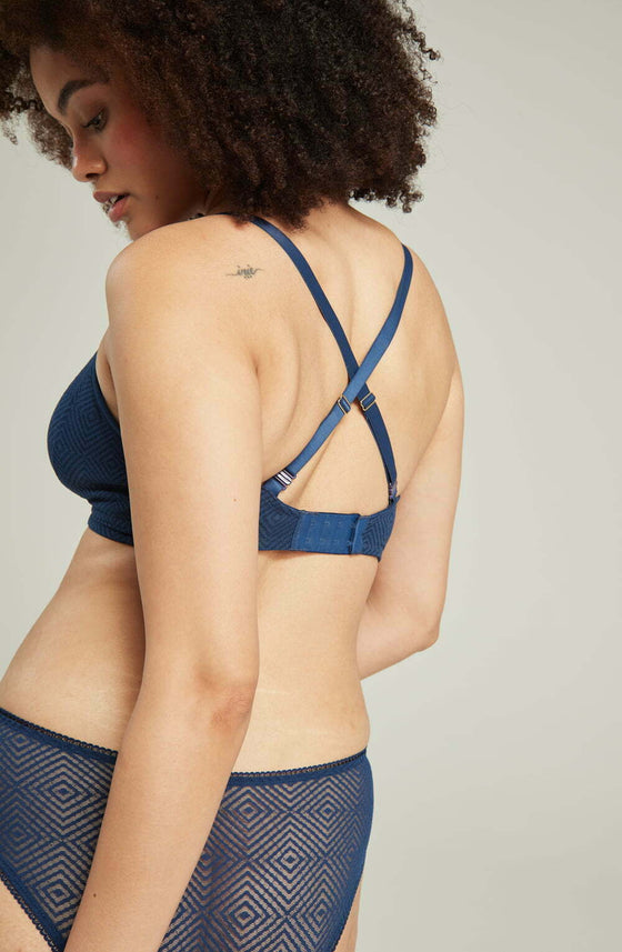 The Sheer Deco Easy Does It Bralette Navy Up to G Cup | Bras | Nudea