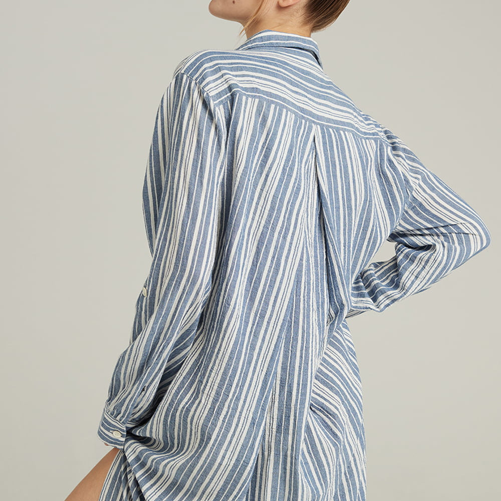 
                      
                        The Maxi Shirt French Navy Stripe | Nightdresses | Nudea
                      
                    