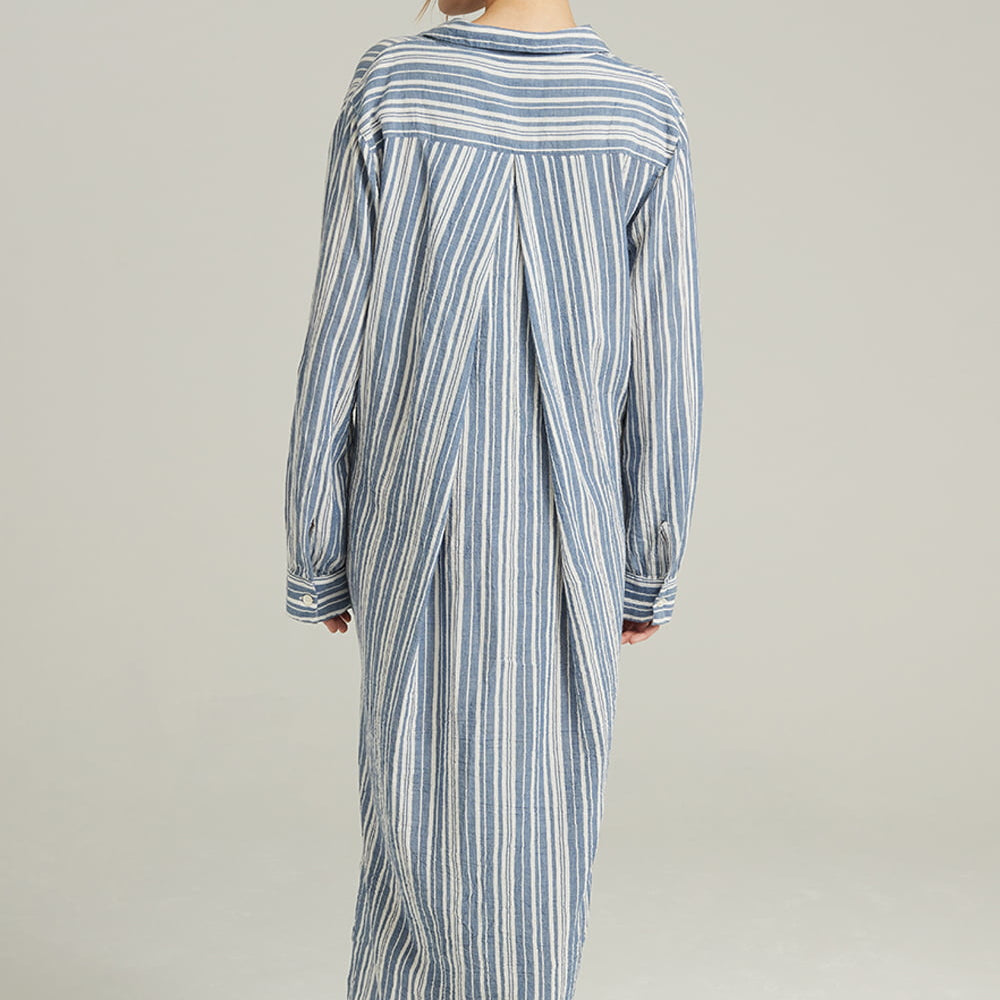 
                      
                        The Maxi Shirt French Navy Stripe | Nightdresses | Nudea
                      
                    