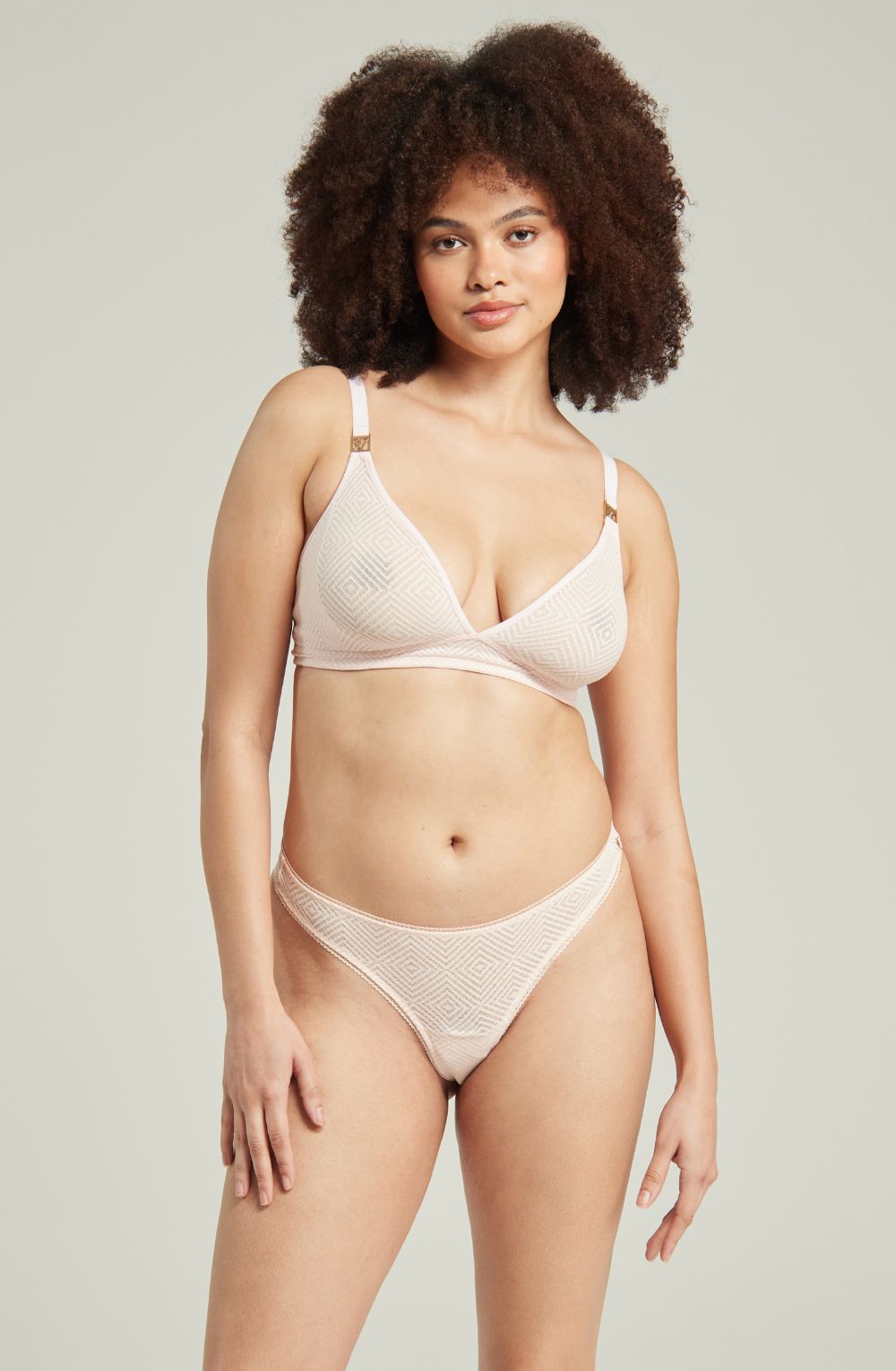 The Sheer Deco Barely There Thong Blush Pink | Briefs & Thongs | Nudea