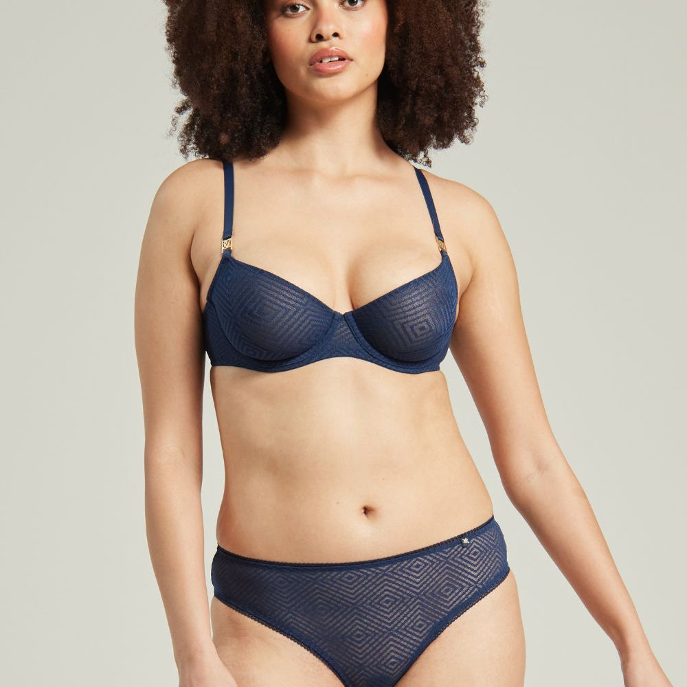 
                      
                        The Sheer Deco High Leg Brief Navy | Briefs &amp; Thongs | Nudea
                      
                    