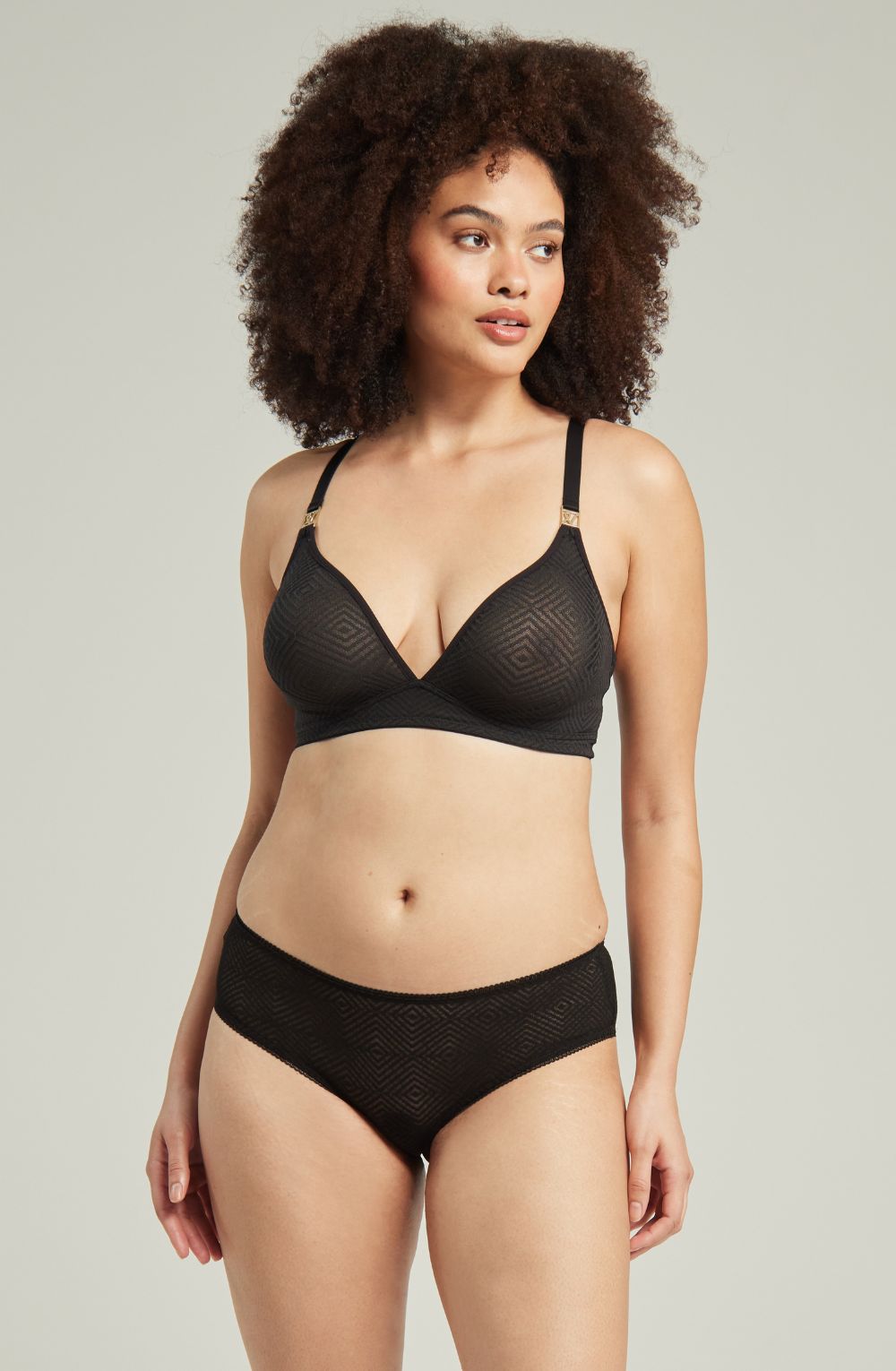 The Sheer Deco Hipster Brief Black | Briefs & Thongs | Nudea