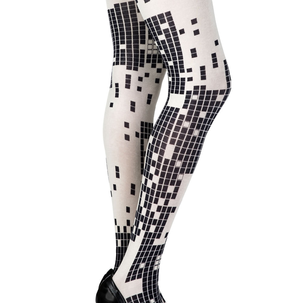 Zohara "Game Boy" Cream Print Tights | 100d, Tights | Zohara