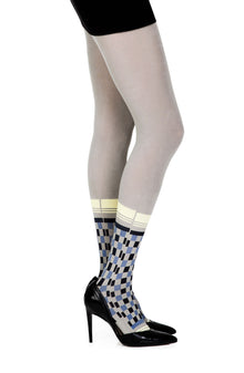  Zohara "Happy Socks" Grey/Multi Print Tights | 100d, Hosiery | Zohara