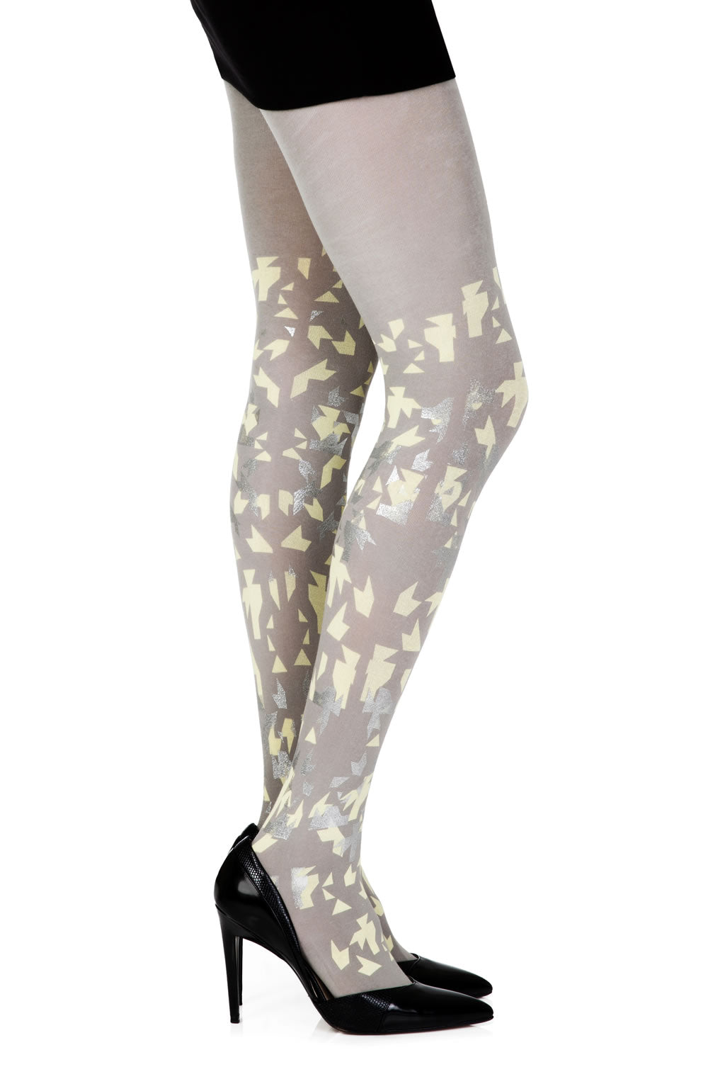 Zohara "Confetti" Grey Print Tights | 100d, Hosiery | Zohara