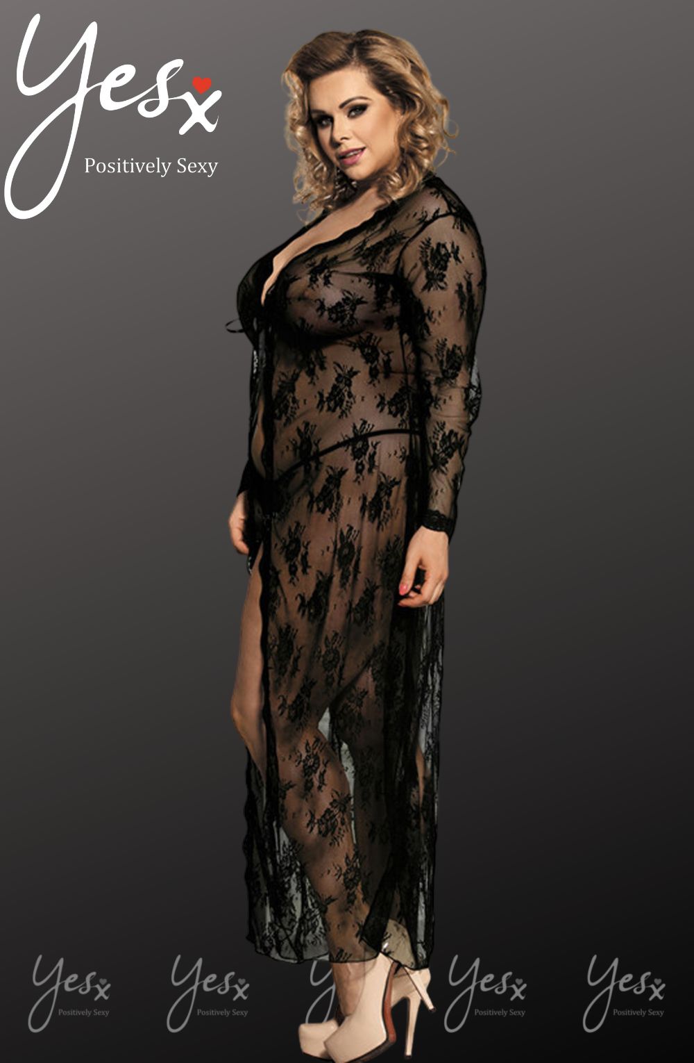 YesX YX824Q Long Black Gown | Nightwear | YesX