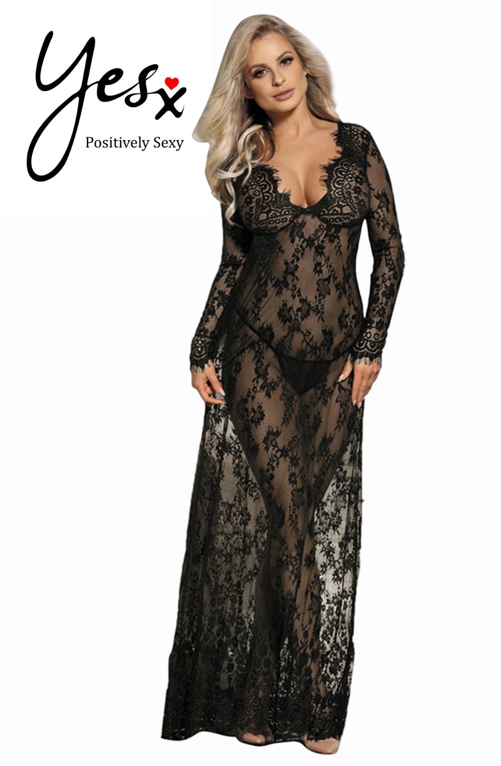 YesX YX826 Long Gown & Thong | Nightwear | YesX