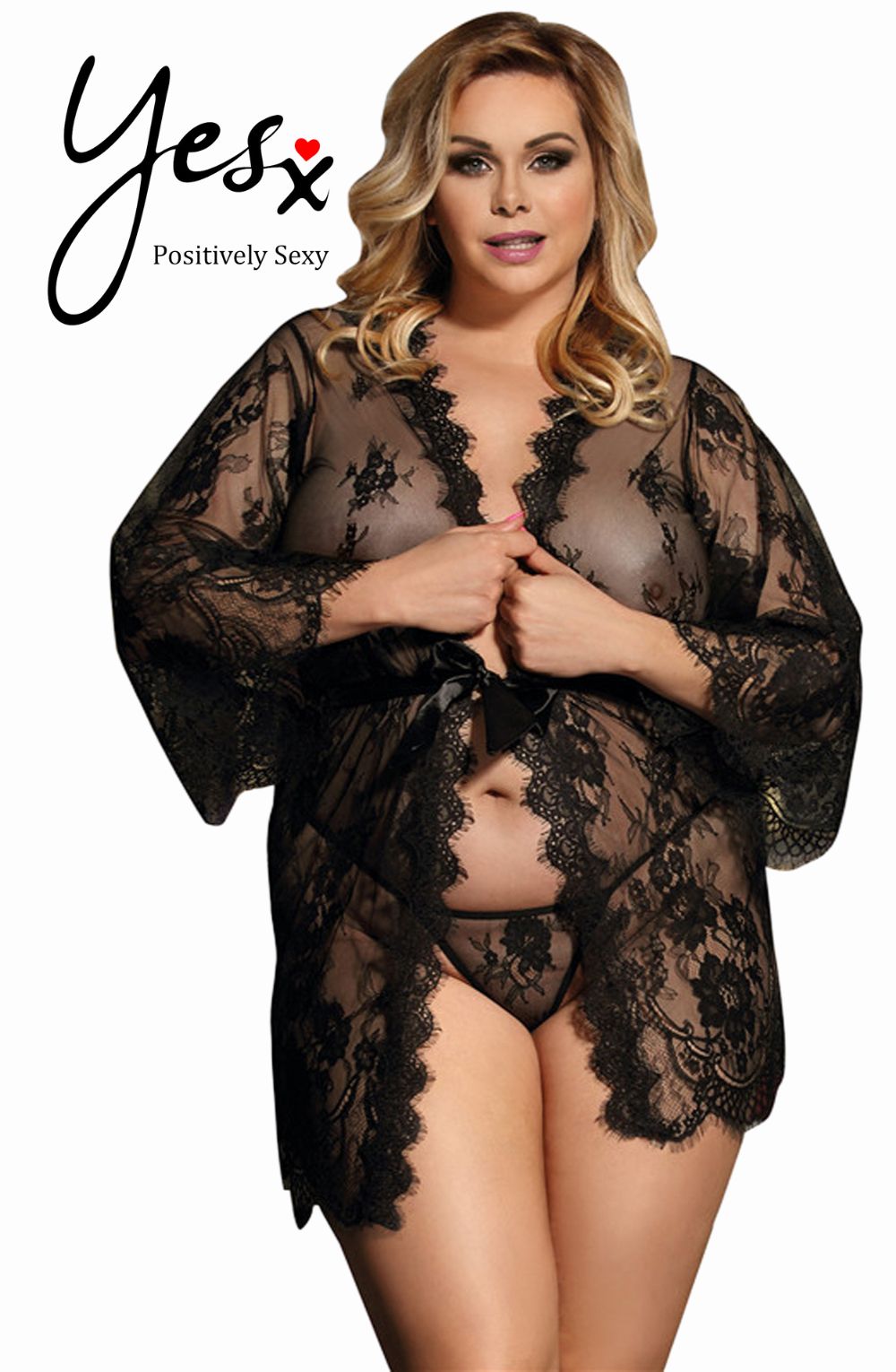 YesX YX827Q Robe Set Black - Up to 6XL | Nightwear | YesX